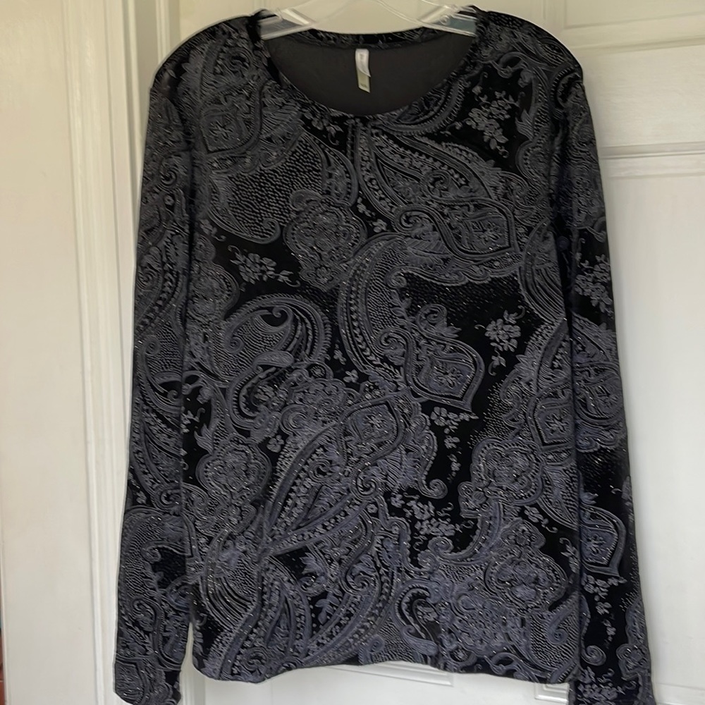 XL, black embellished long sleeve top